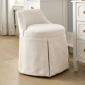 Open Box: Kennedy Pleated Swivel Vanity Stool