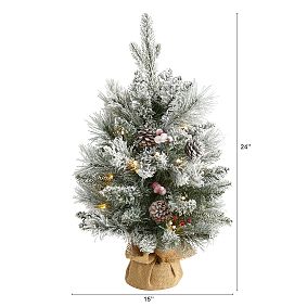 Flocked Tabletop Faux Christmas Tree - 2'