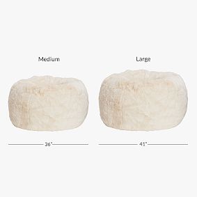 Open Box:  Ivory Polar Bear Faux-Fur Bean Bag Chair