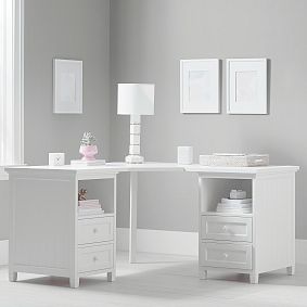 Beadboard Smart Double Cubby Corner Desk