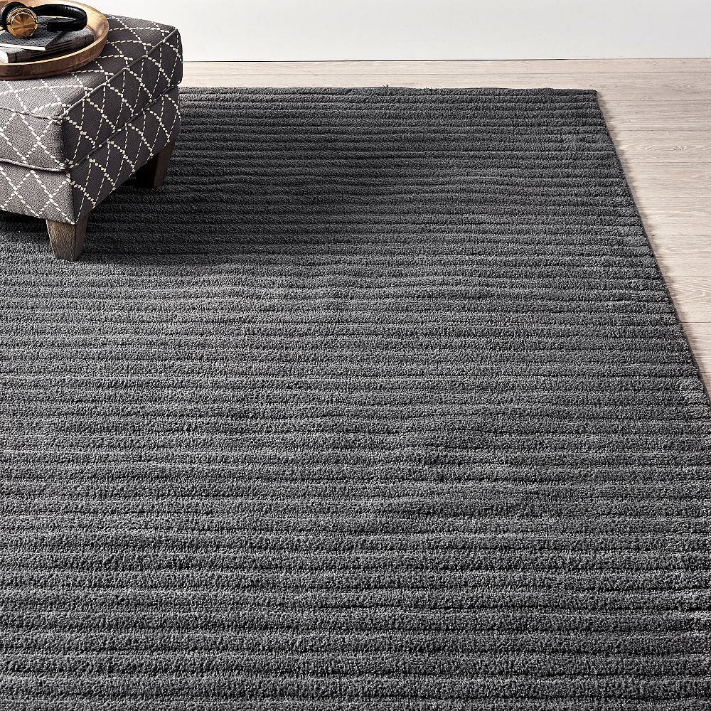 Performance Ribbed Rug Charcoal Plush Performance Ribbed Rug | Teen Rug | Pottery Barn Teen