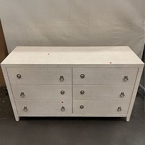 Open Box: AERIN Raffia 6-Drawer Dresser (56"W x 19"D) - Whitewash Raffia