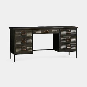 Open Box: Locker Double Pedestal Smart Storage Desk (64") - Industrial Black Metal