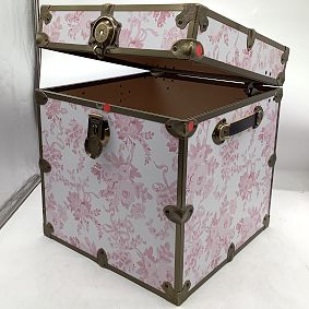 Open Box: LoveShackFancy Dorm Trunk, Cube (18") - Garden Damask Pink