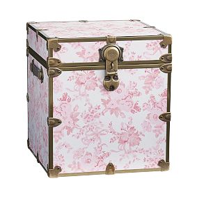 Open Box: LoveShackFancy Dorm Trunk, Cube (18") - Garden Damask Pink
