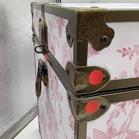 Open Box: LoveShackFancy Dorm Trunk, Cube (18") - Garden Damask Pink