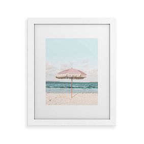 Open Box: Pink Umbrella Art, 8"x10" - White Frame