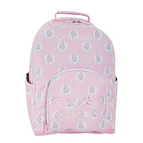 Gear-Up Pink Floral Pinstripe Backpack, Large