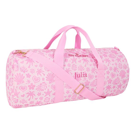Plumeria pink carry on travel duffle bag with removable long strap and handles Monogram Duffle Bag in Hot Pink - TSA-Approved Carry-On Luxe  main image 3