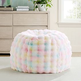 Marshmallow Faux Fur Tie-Dye Bean Bag Chair Slipcover Only