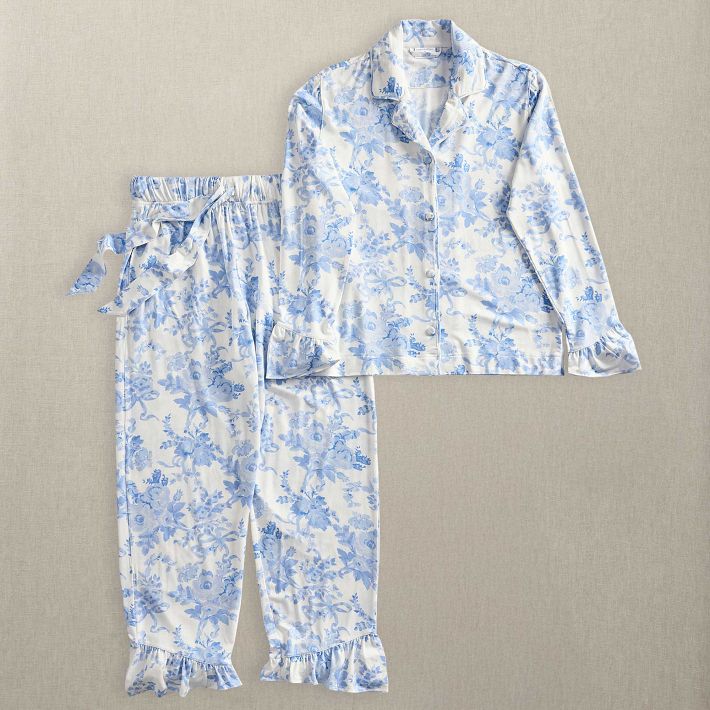 LoveShackFancy Damask Ruffle Pajama Set | Pottery Barn Teen