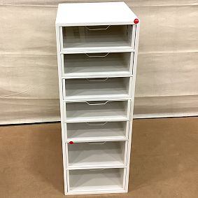 Open Box: Wood &amp; Acrylic Storage Tower (12" x 33") - White