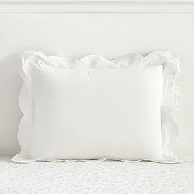 LoveShackFancy White Embroidered Scallop Standard Sham