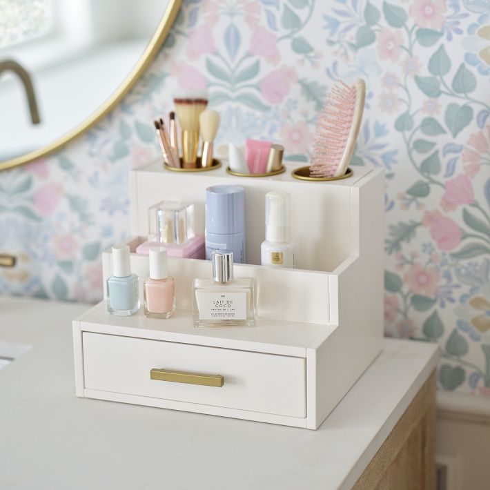 Glam Small Beauty Display Organizer, White