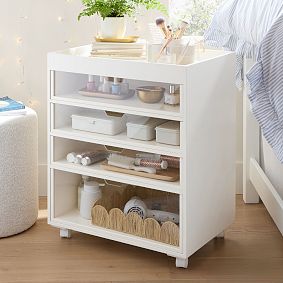 Wood &amp; Acrylic Rolling Beauty Cart (24"x29")
