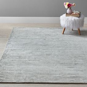 Solid Viscose Rug - Light Grey