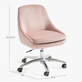Open Box:  Lustre Velvet Dusty Blush Mathis Swivel Desk Chair