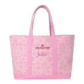 Pink Palm Puff Tote Bag