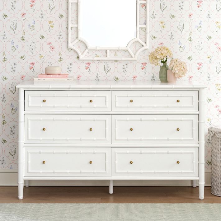 bamboo dresser Elstowe Faux Bamboo 6-Drawer Dresser, Sage Green