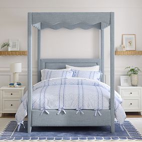 Scallop Upholstered Canopy Bed