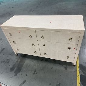 Open Box: AERIN Raffia 6-Drawer Dresser (56"W x 19"D) - Whitewash Raffia