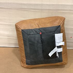 Open Box: Modern Bean Bag Lounger Ottoman, Large - Faux Leather Caramel