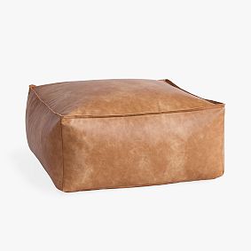 Open Box: Modern Bean Bag Lounger Ottoman, Large - Faux Leather Caramel