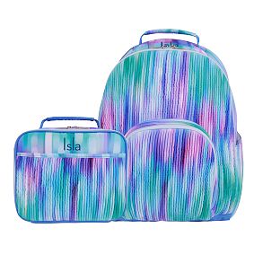 Gear-Up Blur Brush Large Backpack and Lunch Box Bundle, Blue/Purple, Set of 2