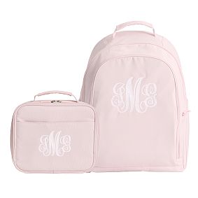 Gear-Up Pink Monogram Large Backpack and Lunch Box Bundle, Set of 2