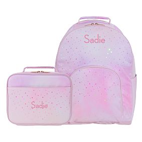 Gear-Up Watercolour Iridescent Confetti Large Backpack and Lunch Box Bundle, Set of 2