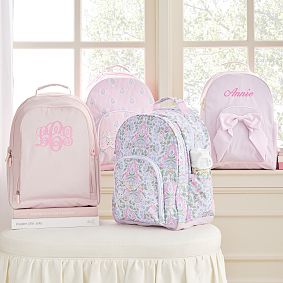 Gear-Up Pink Floral Pinstripe Backpack, Large