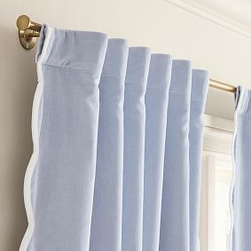 Open Box: Sweet Scallop Velvet Blackout Curtain (52"W x 84"L) - Chambray Blue