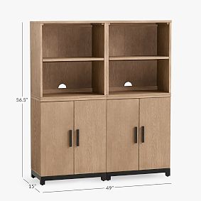 Kearny Double Bookcase with Cabinet Storage (49")