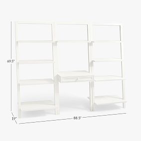 Beadboard Leaning Wall Desk &amp; Bookshelf Set (88.5")