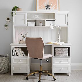 Beadboard Smart Storage Hutch Desk (59.5")