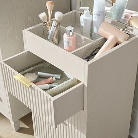 Channeled Beauty Rolling Cart with Mirror (34.75"x20.25")