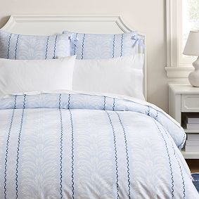Augusta Floral Stripe Organic Duvet Cover