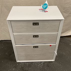 Open Box: Callum 3-Drawer Storage Cabinet (25") - Weathered White/Simply White