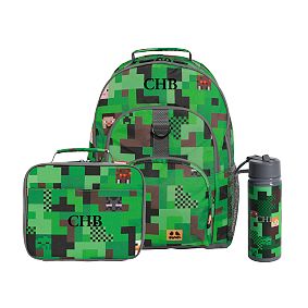 Gear-Up Minecraft Camo Backpack, Lunch and  Water Bottle Bundle, Set of 3