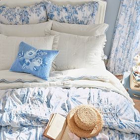 LoveShackFancy Garden Damask Smocked Comforter &amp; Sheet Set Twin XL Bed in a Bag