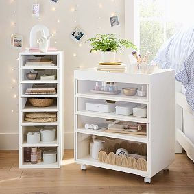 Wood &amp; Acrylic Rolling Beauty Cart (24"x29")