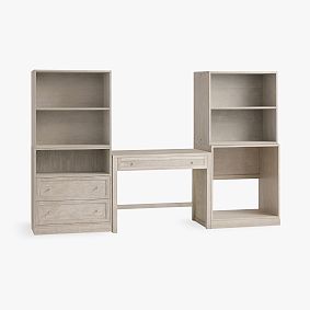 Stack Me Up Desk &amp; Bookcase with Cubbies, Drawers and Fridge Storage Set (100"x22.5")