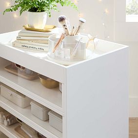 Wood &amp; Acrylic Rolling Beauty Cart (24"x29")