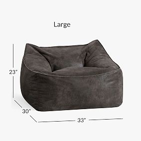 Large Textured Faux Suede Charcoal Modern Bean Bag Lounger