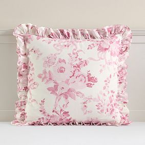 LoveShackFancy Damask Ruffle Euro Pillow Cover