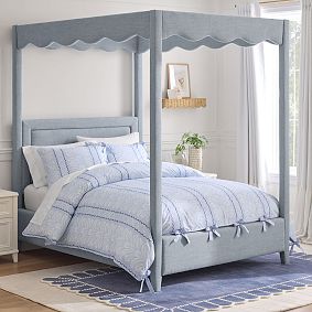 Scallop Upholstered Canopy Bed
