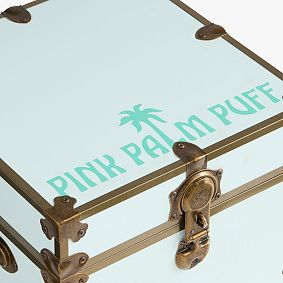 Pink Palm Puff Cube Dorm Trunk (18")