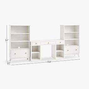 Keaton Storage Desk &amp; Bookcase Set (116"w x 17"d)