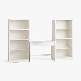 Stack Me Up Writing Desk &amp; Bookcase with Cubbies Set (100")