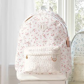 Northfield LoveShackFancy Pink Ditsy Crochet Backpack